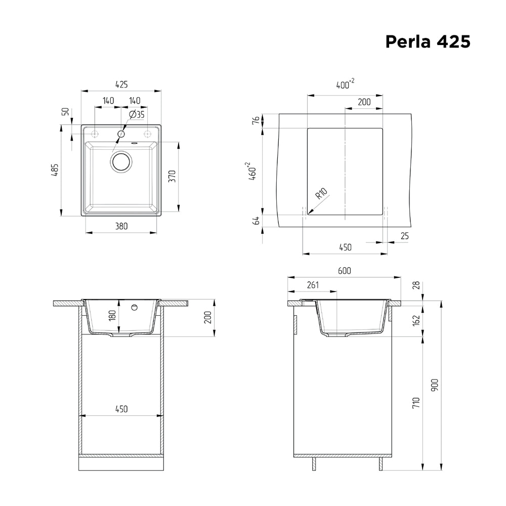 Кухонная мойка MAUNFELD Perla MFQS-425W кремовый