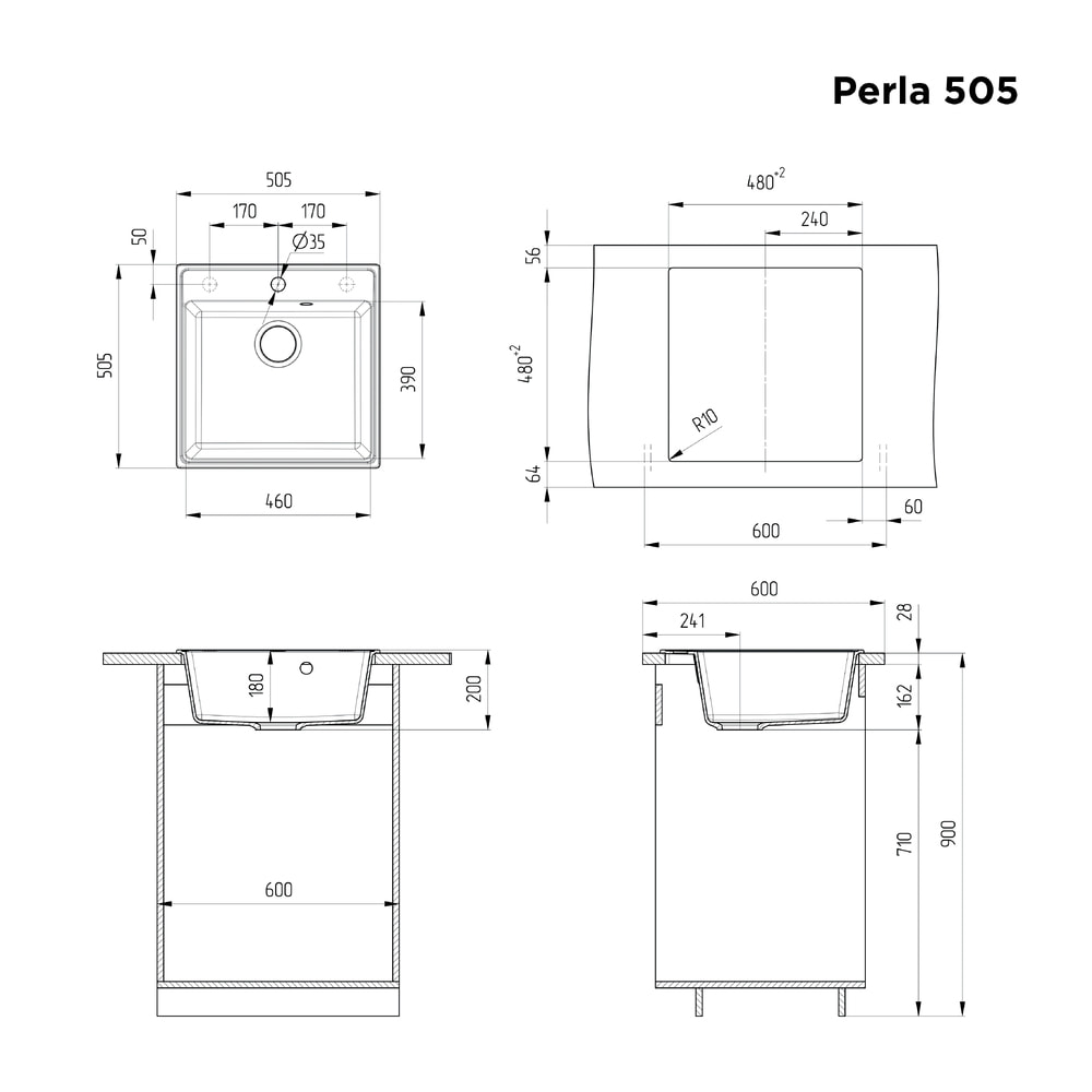 Кухонная мойка MAUNFELD Perla 505 MFQS-505LBG светло-бежевый