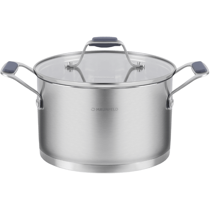 Кастрюля MAUNFELD MADISON MF50MS01CR из нержавеющей стали со стеклянной крышкой, 22 см, 4,7