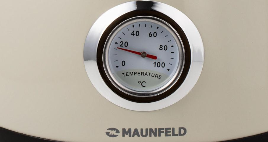 Стилизованный термометр с&nbsp;циферблатом отображает степень нагрева воды