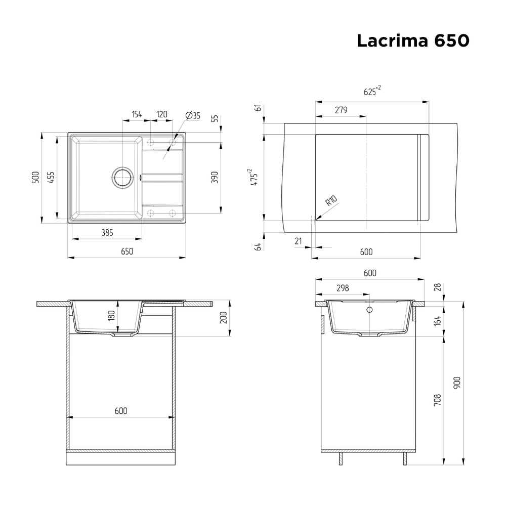 Кухонная мойка MAUNFELD Lacrima 650 MFQS-650B черный