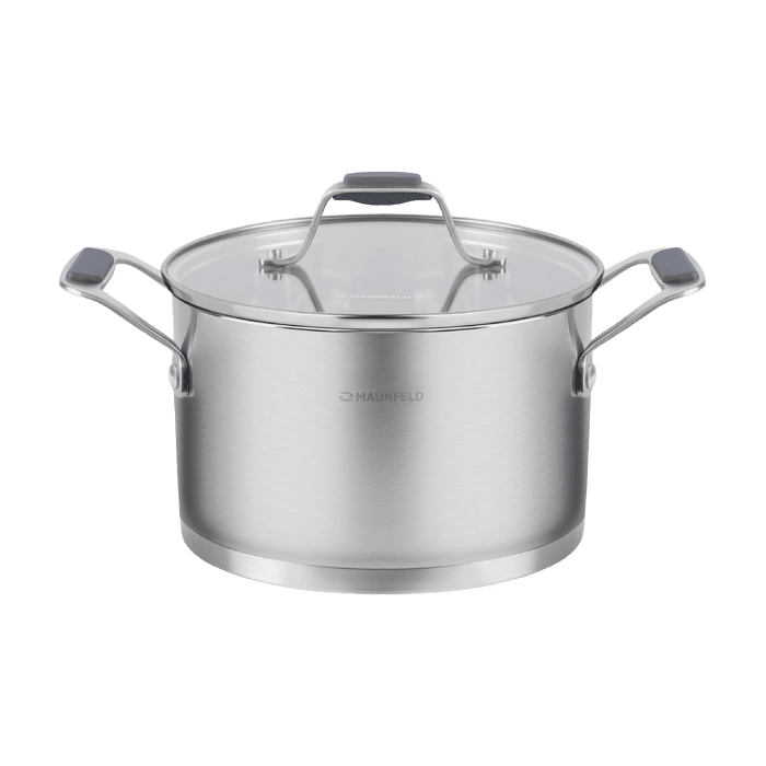 Кастрюля MAUNFELD MADISON MF30MS01CR из нержавеющей стали со стеклянной крышкой, 18 см, 2,6
