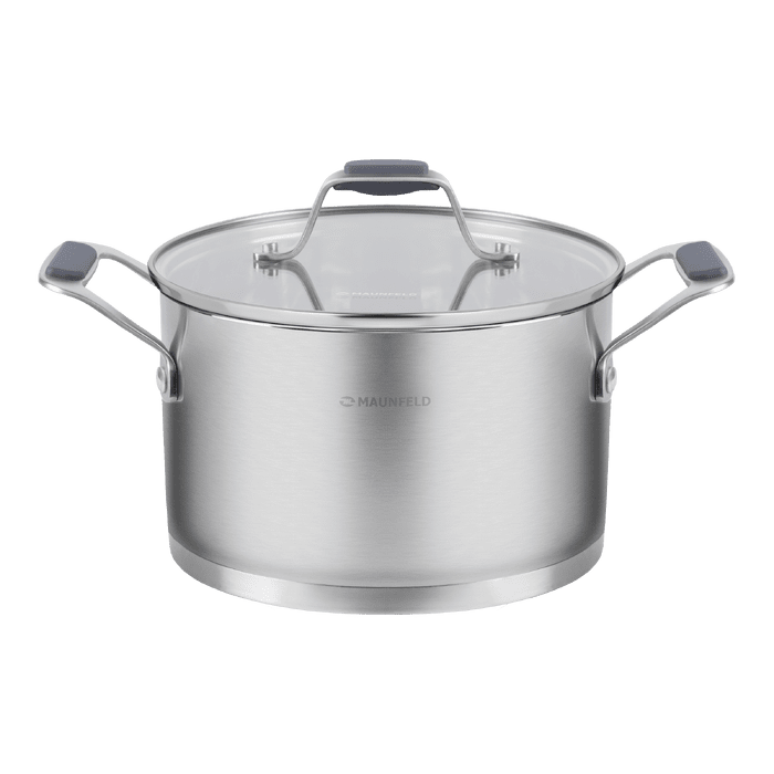 Кастрюля MAUNFELD MADISON MF40MS01CR из нержавеющей стали со стеклянной крышкой, 20 см, 3,6