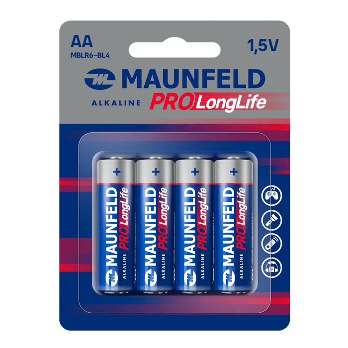 Батарейки MAUNFELD PRO Long Life Alkaline AA (LR6) MBLR6-BL4, блистер 4&nbsp;шт