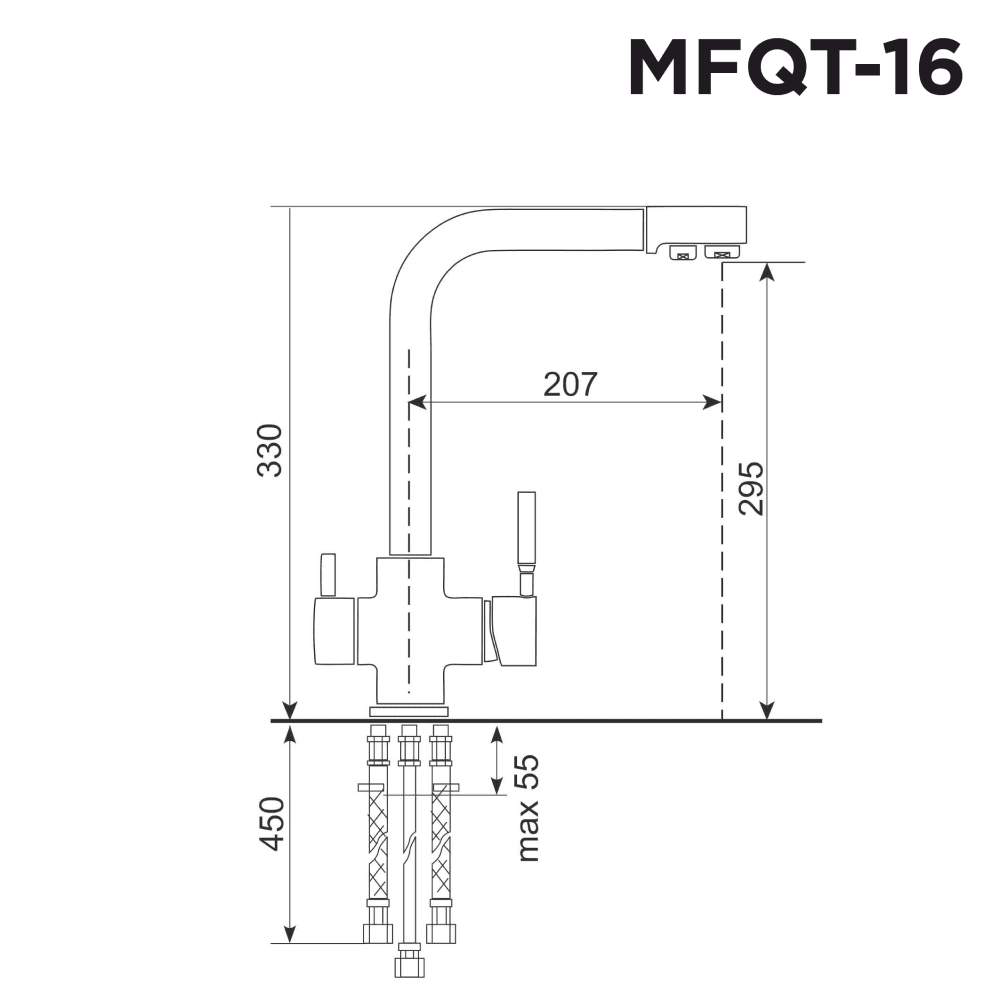 Кухонный смеситель MAUNFELD MFQT-16DGR темно-серый